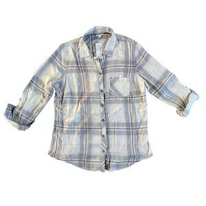 Westport 1962 Grey/White Plaid Button Up Plaid Shirt Large NWT